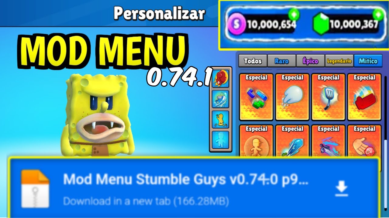 Stumble Guys Mod Menu 0.74.1 Colour Skins Level Gems Stumble