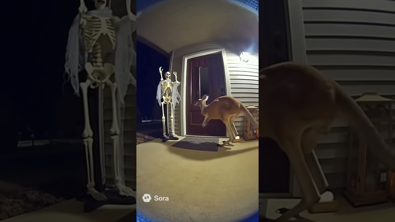 Halloween skeleton gives kangaroo the scare of its life 💀🎃