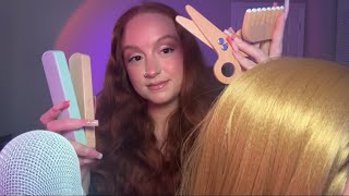 ASMR Girl In The Back Of Class Gives You A Wooden Haircut💇‍♀️ (scalp massage, hair brushing, ect..)