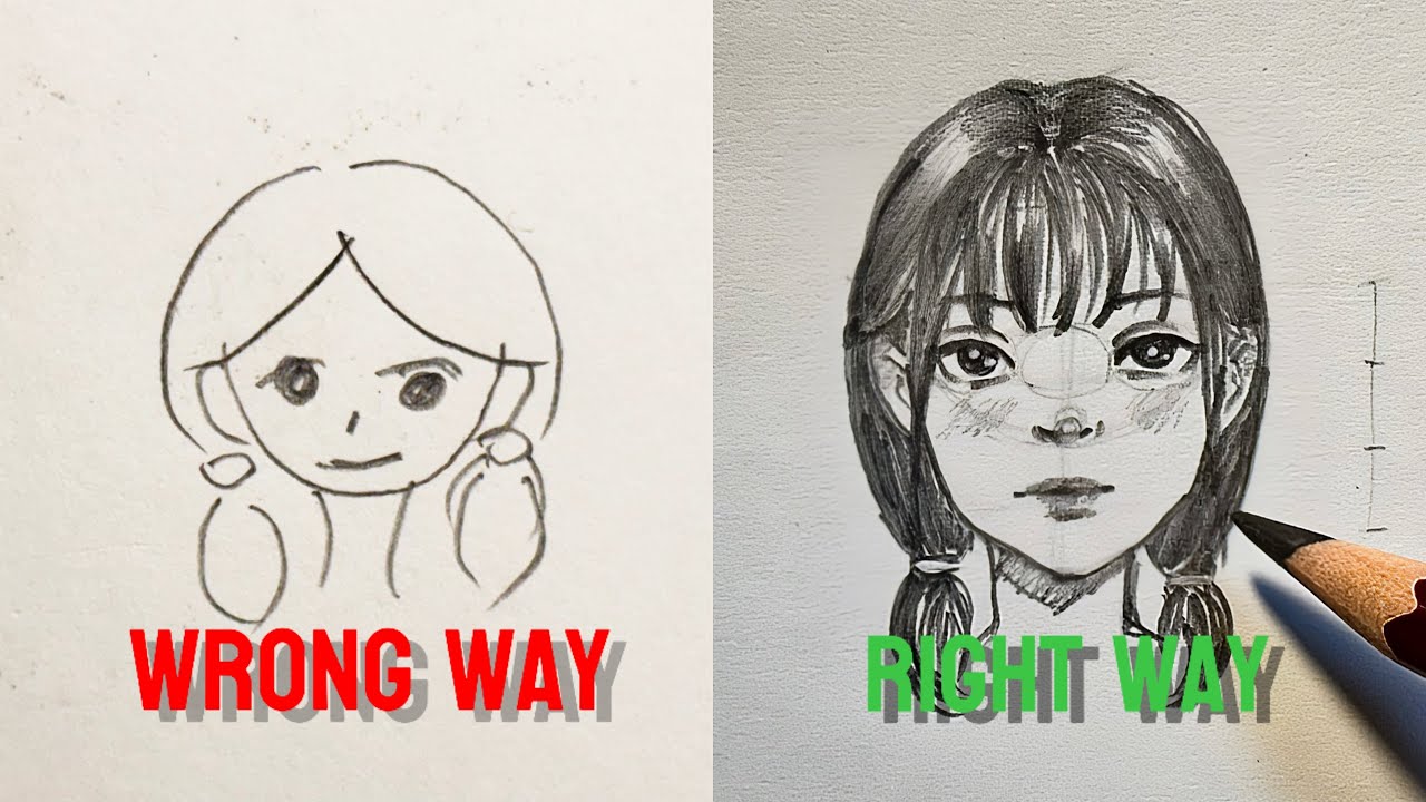 “Right Way vs Wrong Way to Draw a Girl’s Face | Beginner Drawing ...