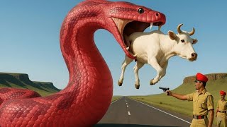 Brave Heroes Save Hyperactive Mother Cow from Giant Python’s Terrifying Attack 