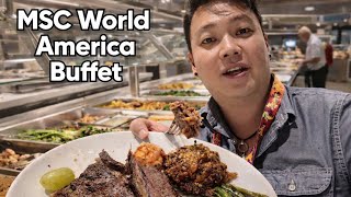 Exploring MSC World America Buffet Dinner | Cruise All You Can Eat Food Review &amp; Experience 