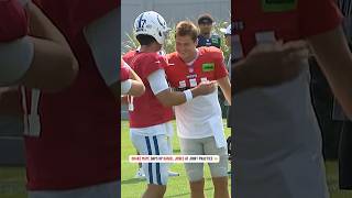 Drake Maye daps up Daniel Jones at joint practice 🤝