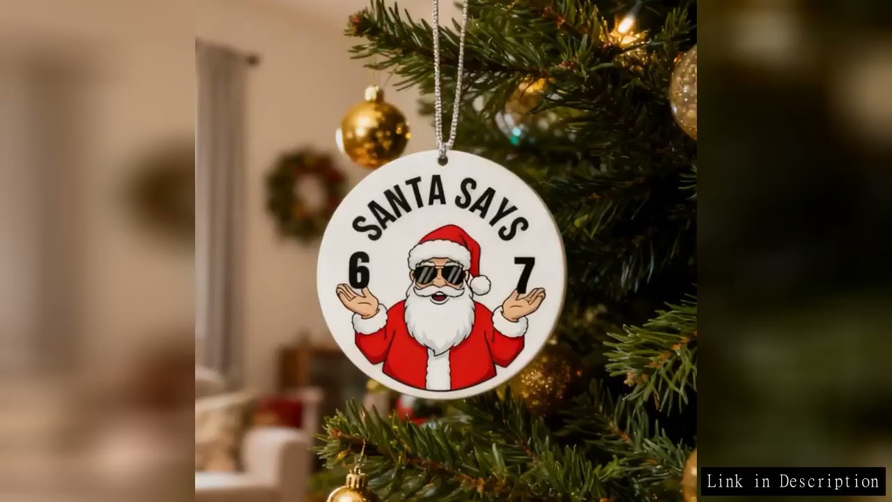 Funny Santa Says Six Seven Christmas Ornament, Funny 67 Meme Ornament for Christmas Tree, Gag Gifts,