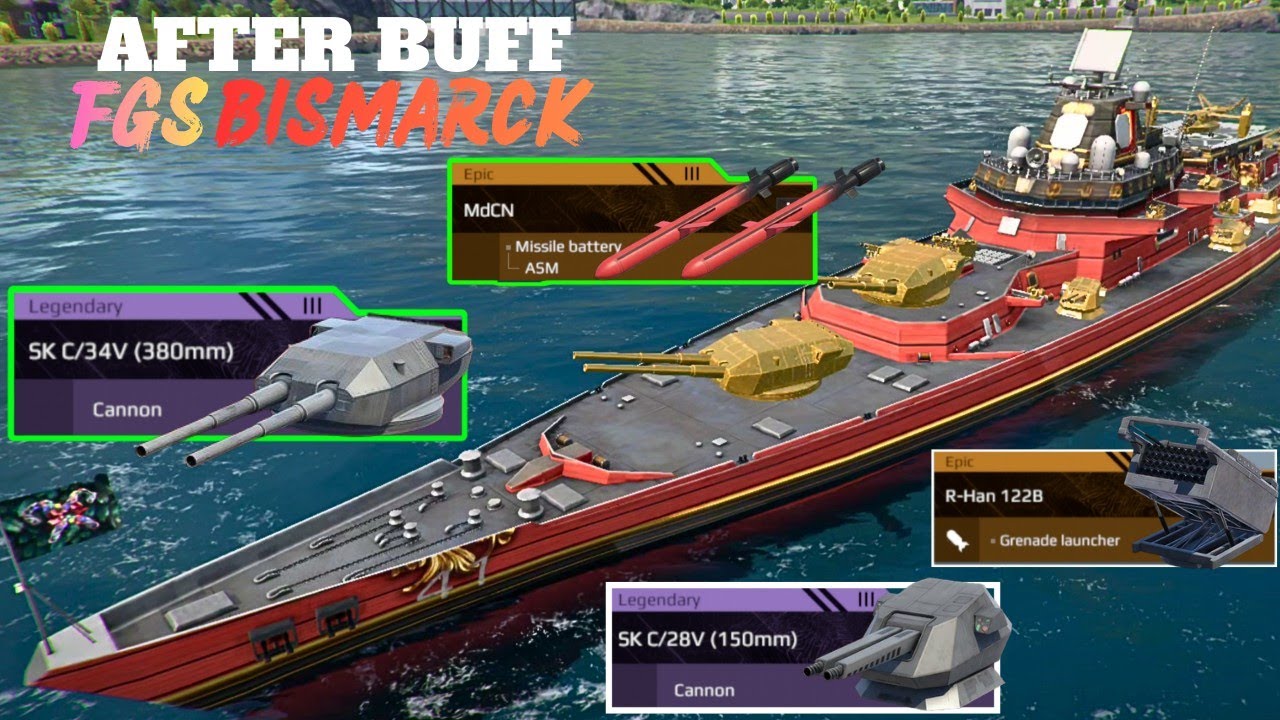 FGS BISMARK - AFTER BUFF 🔥 Killing machine gun ☠️- modern warships 
