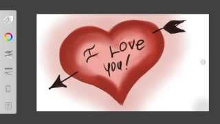 Step by Step drawing of a heart with "I Love You"