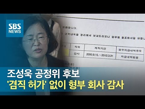 조성욱 공정위 후보, '겸직 허가' 없이 12년 형부 회사 감사 / SBS