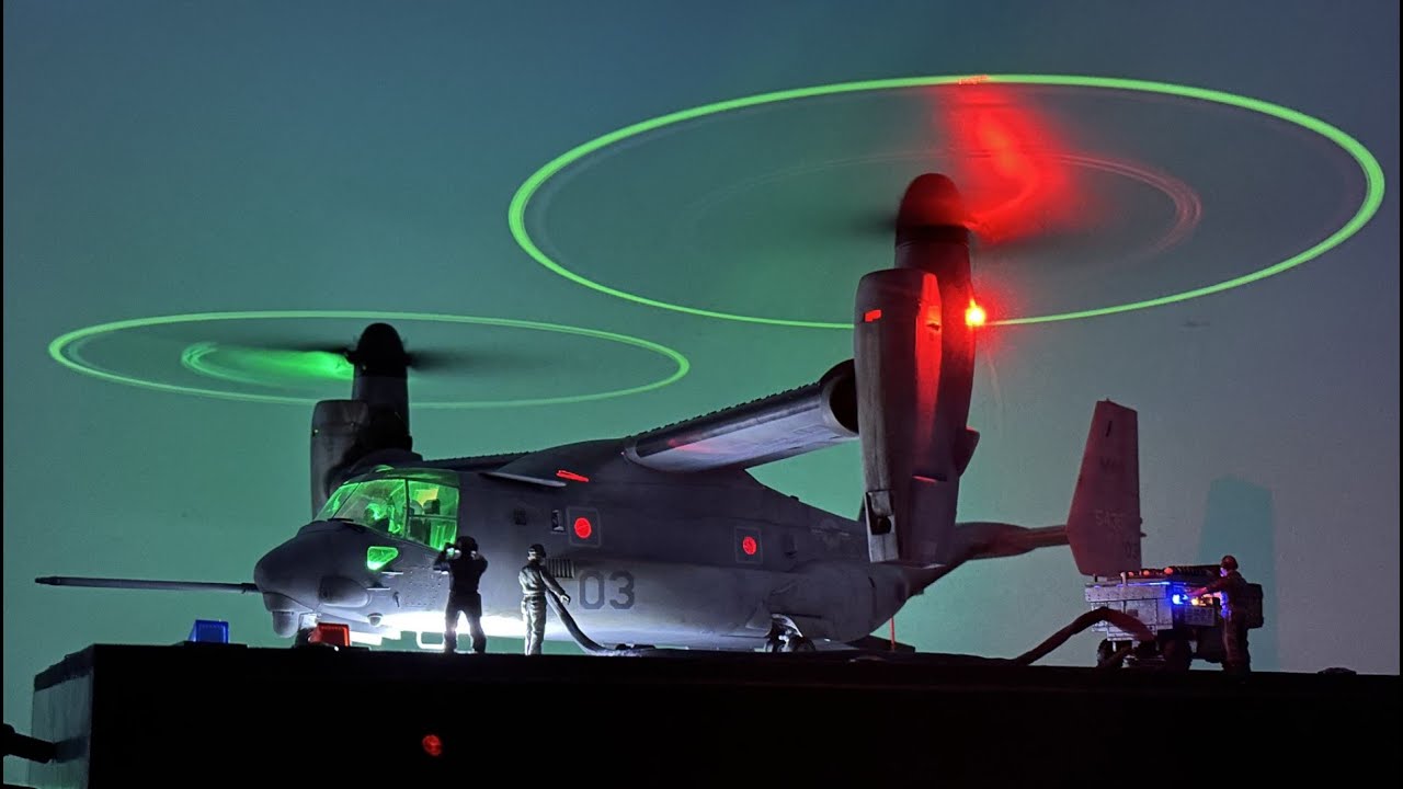 V-22 Osprey -Completed 1/48 scale model with night lighting and