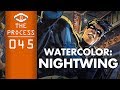 The process watercolor nightwing annotated