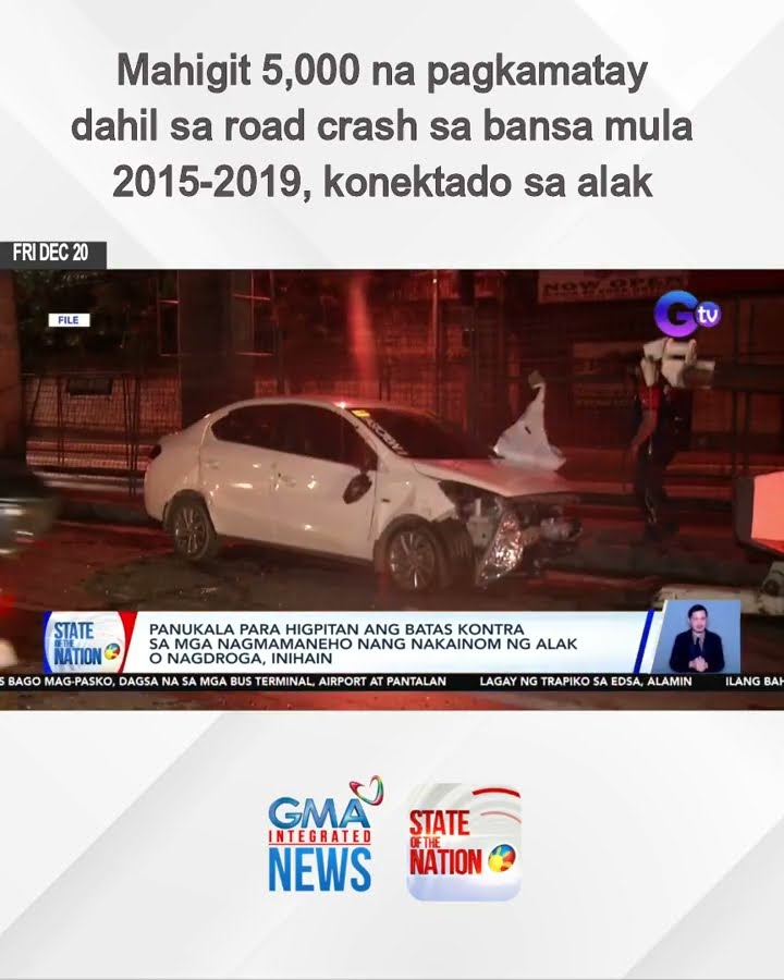 Mahigit 5,000 na pagkamatay dahil sa road crash sa bansa mula 2015-2019, konektado sa alak | SONA