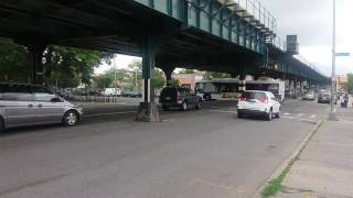 MTA Training Bus Doing Loops Around The Elevated 6 Line In The Bronx, New York