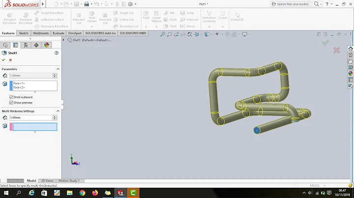 Using swept boss base (Pipe) tools | Solidworks 2016 tutorials