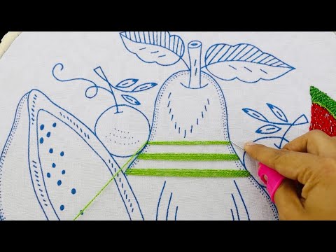 BORDADO FANTASÍA PUNTADA FÁCIL PARA FRUTA PERA | HAND EMBROIDERY FANTASY EASY FRUIT