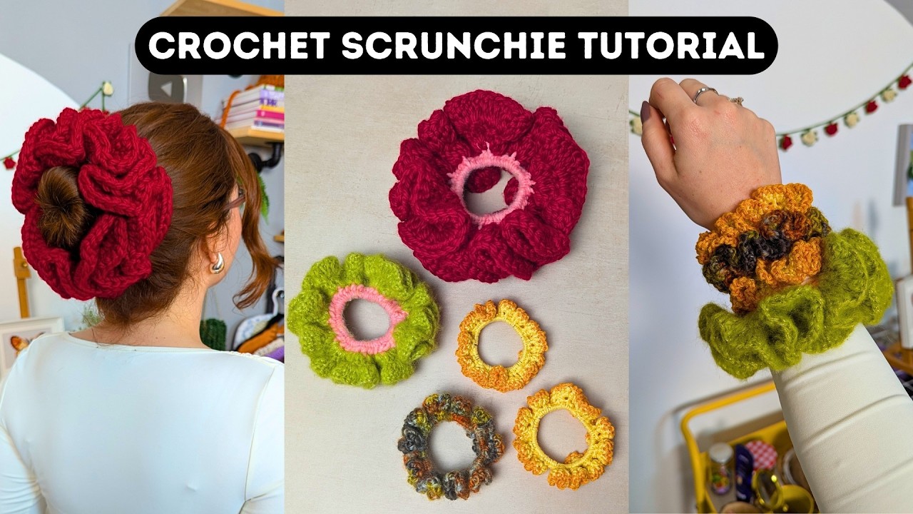 Easy Crochet Scrunchie Tutorial: Step-by-Step in Two Sizes & 5 Hairstyle Ideas