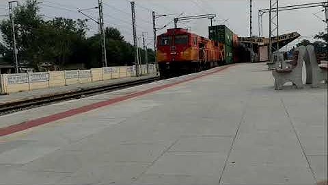 wdg4g double stack container goods train departure from ringas Junction #goods train #wdg4g #railway