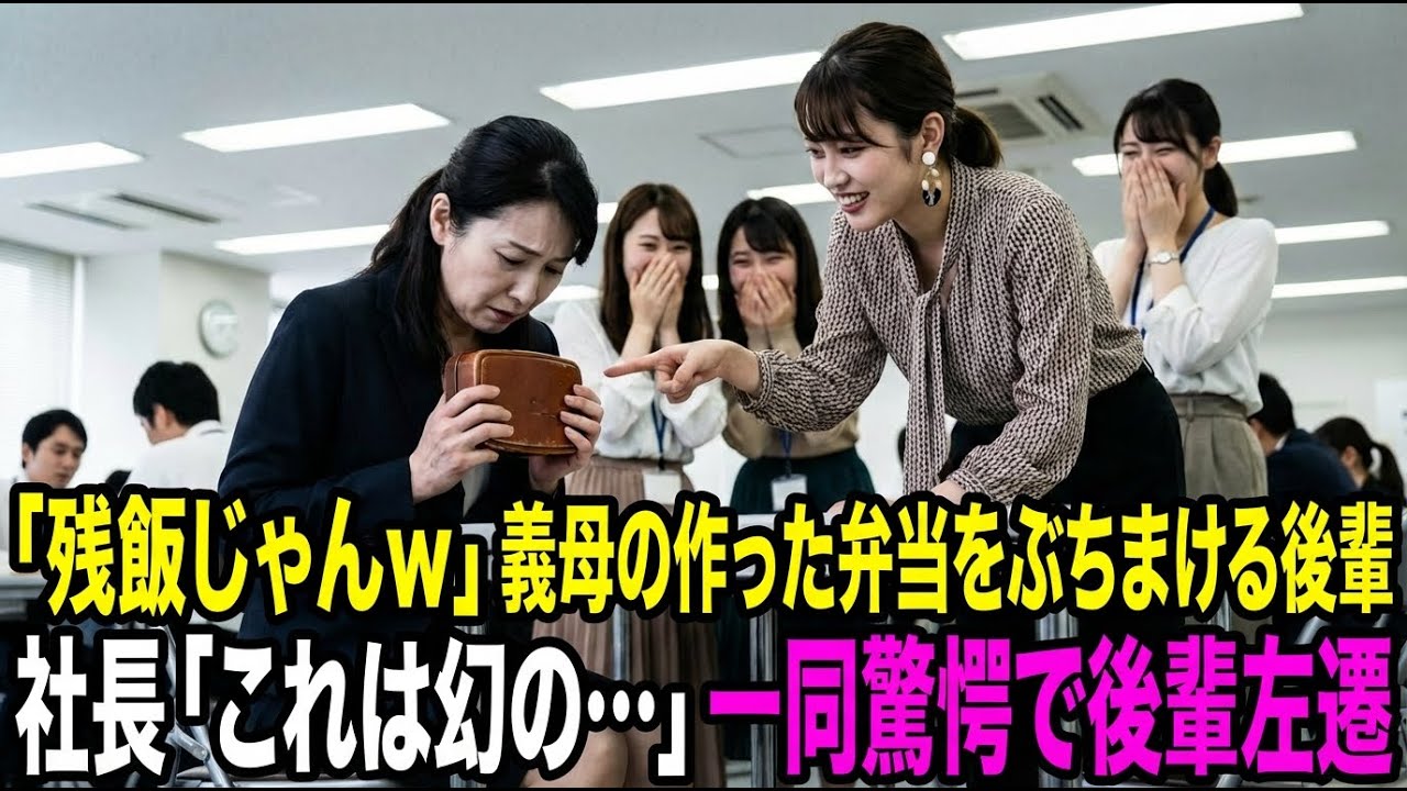 「残飯じゃんw」義母の弁当を床にぶちまけた後輩。直後、現れた社長「…これは幻の〇〇だ」と絶句→後輩左遷