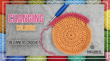 How to change colours in crochet | Joining round with new colour yarn | Beginner