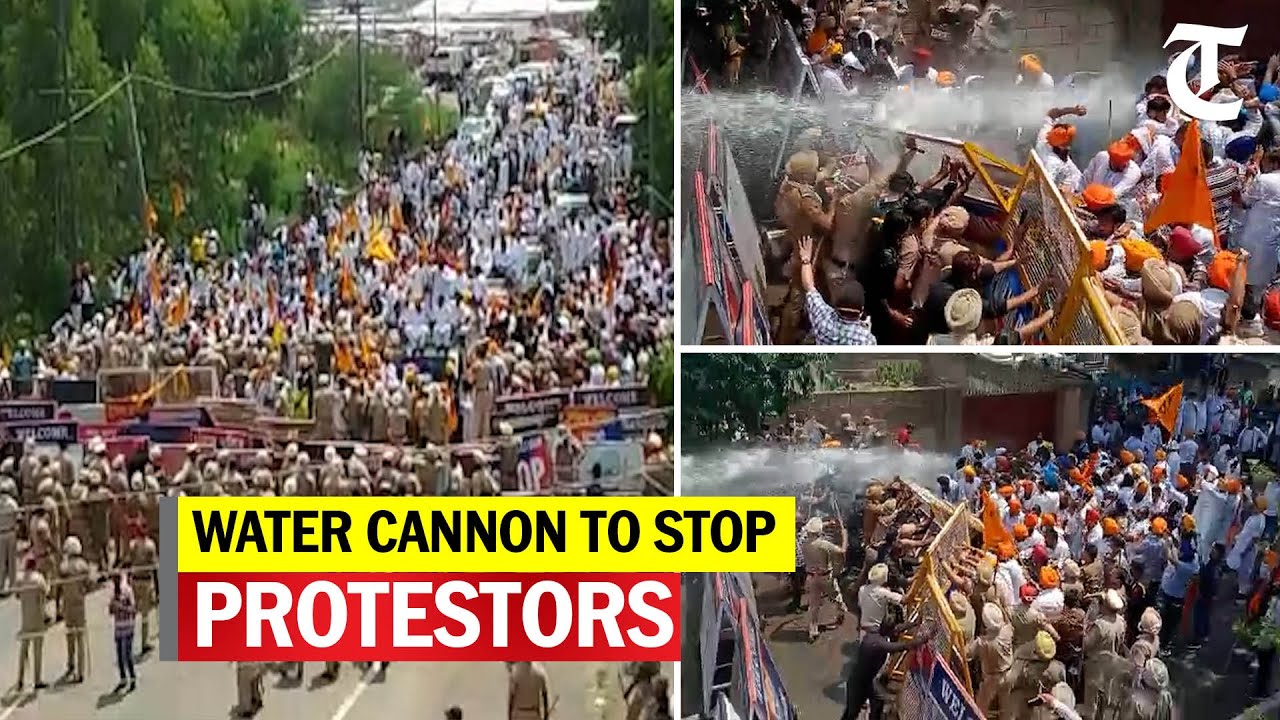 Police use water cannon to stop SAD and BSP workers march towards Punjab CM's residence