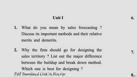 Dcrust MBA 4th Sem Sales & Distribution Question Paper