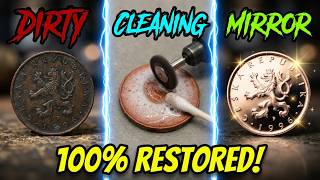 FROM TRASH TO MIRROR! Cleaning Old Czech Coin - UNBELIEVABLE RESULT 😱 #cleaning #clean #oldcoins