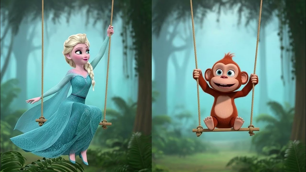 Elsa and Silly Monkey Wiggle | Jungle Dance Kids Song