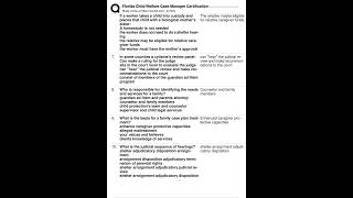 FLORIDA CHILD WELFARE CASE MANAGEMENT CERTIFICATION EXAM 2025 – 2025 ACTUAL EXAM COMPLETE 180 QUESTI