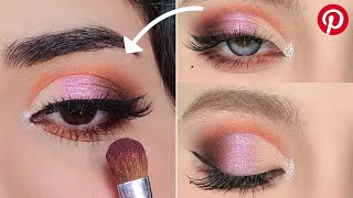 Pinterest Cut Crease Eye Makeup Tutorial with Shimmery Pink Eyeshadow (PICTORIAL EYE MAKEUP)