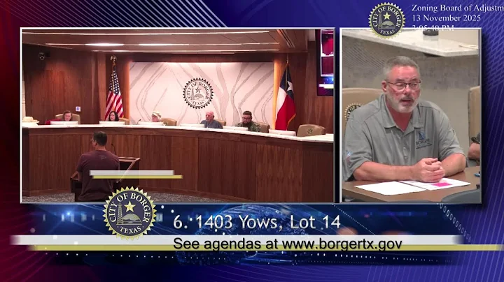 City of Borger - Zoning Board of Adjustments Meeting - November 13th, 2025