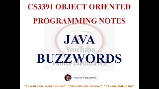 JAVA BUZZWORDS NOTES | CS3391 OBJECT ORIENTED PROGRAMMING NOTES | 2021 REGULATION CSE | SEM3 NOTES