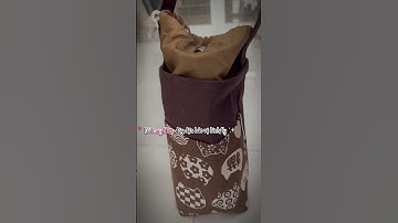 Túi vải bố Canvas đựng ly trà sữa, bình giữ nhiệt Nâu Cafe Mèo chiêu tài cực đẹp, dày dặn