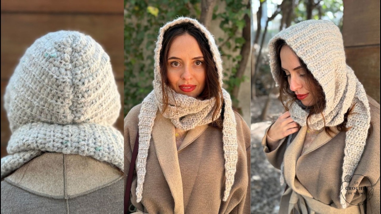 Écharpe capuche au crochet Maria | Modèle crochet facile Fil Punto 🧶 | Tuto Vidéo gratuit + PDF