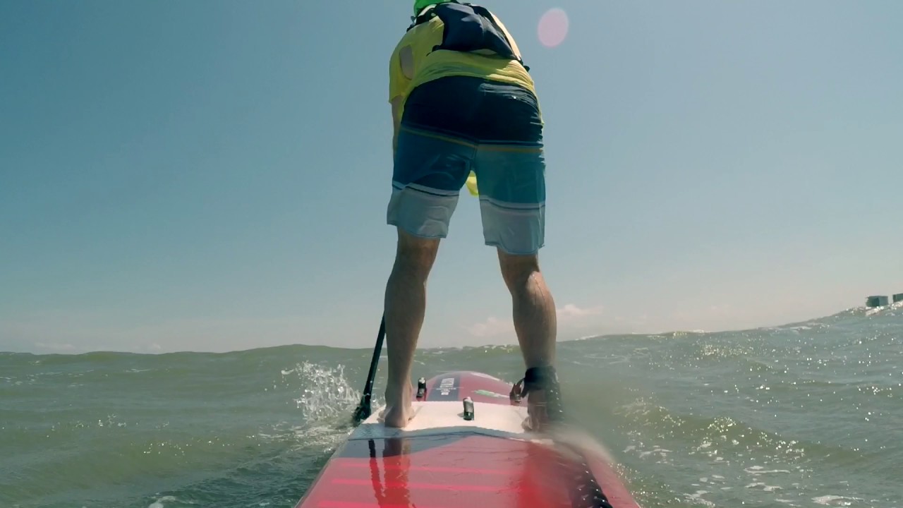Stand up paddle boarding down winder on the fanatic falcon sup