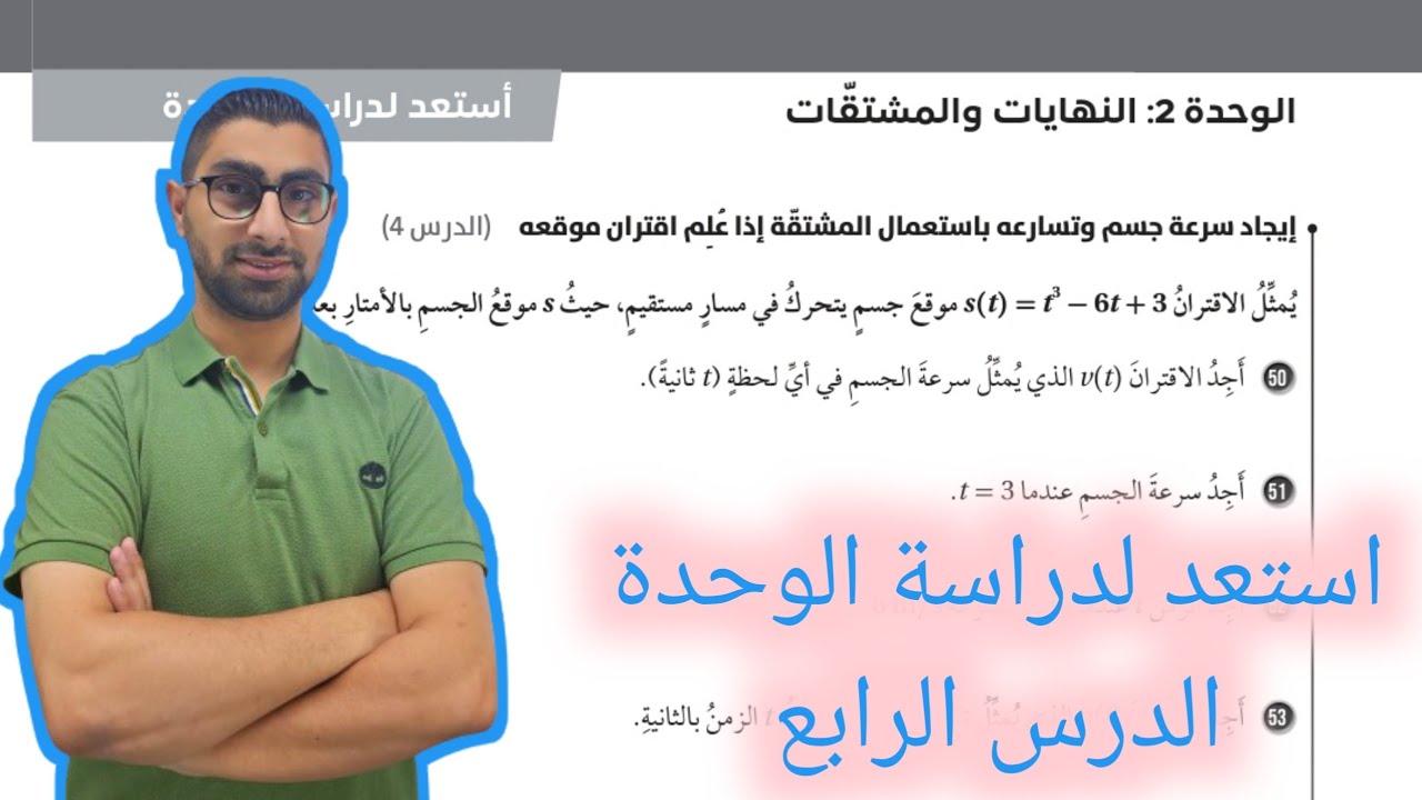 ( 62 ) استعد لدراسة الوحدة الثانية : النهايات والمشتقات ( كتاب التمارين ) الدرس الرابع