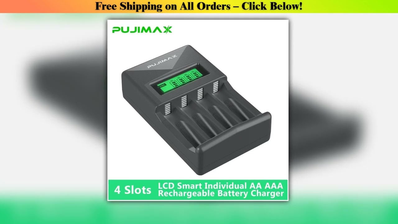 PUJIAMX AAAAA Rechargeable Battery Charger LCD Display Portable Adapter USB Cable TypeC Batteries I