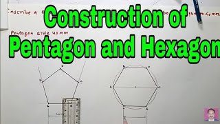 Draw Pentagon and hexagon engineering drawing