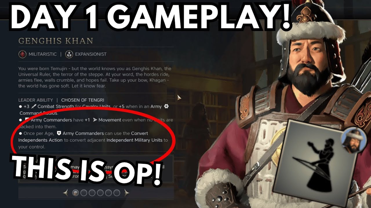 Genghis Khan Day 1 Gameplay with Assyria! Civ 7 Right to Rule new Leader & Civilization Let's Play