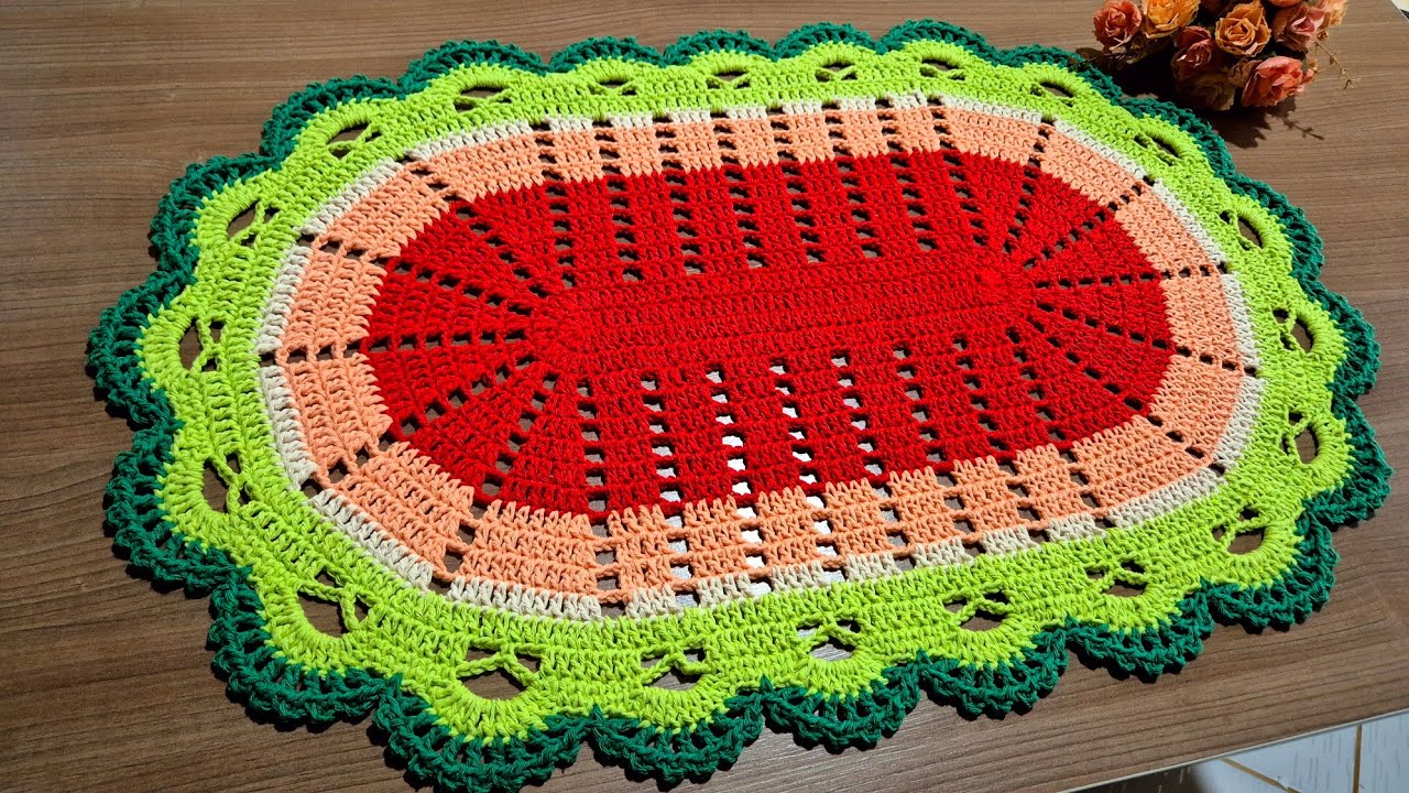 Tapete Oval Melancia / Passo a Passo/ fácil /Rápido/ econômico