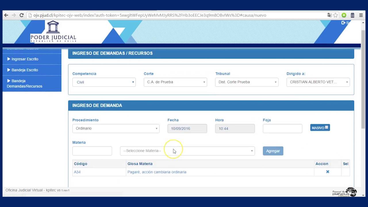 Mejoras realizadas al 09/09/2016 a la Oficina Judicial Virtual YouTube