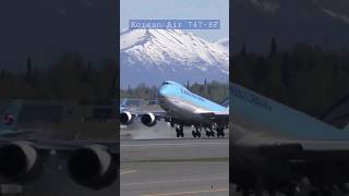 Beautiful Korean Air Jumbo takes off from breathtaking Alaska! #Alaska #747