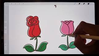 How to draw Rose ดอกกุหลาบ