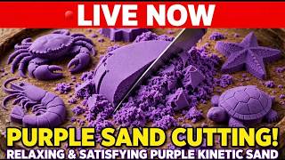 πASMR LIVEπ Purple Sand Cutting Live - Oddly Satisfying ASMR π