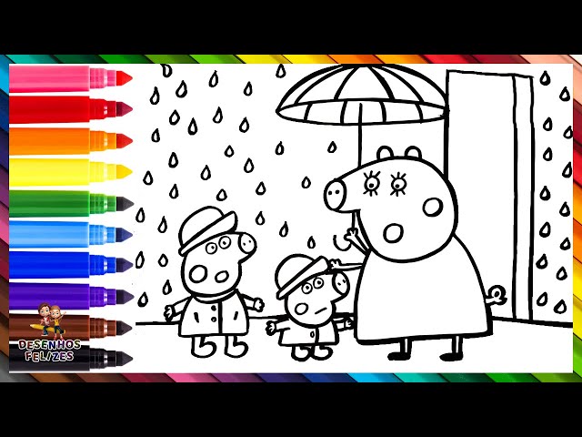 Pintar Desenho da Peppa Pig  Colorir Porquinha Peppa Mamae Pig Papai Pig e  George 