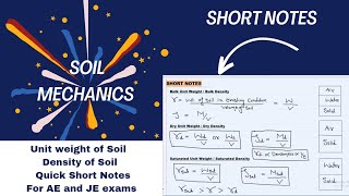 soil mechanics short notes | Geotech short notes | Unit weight of soil | Density of soil