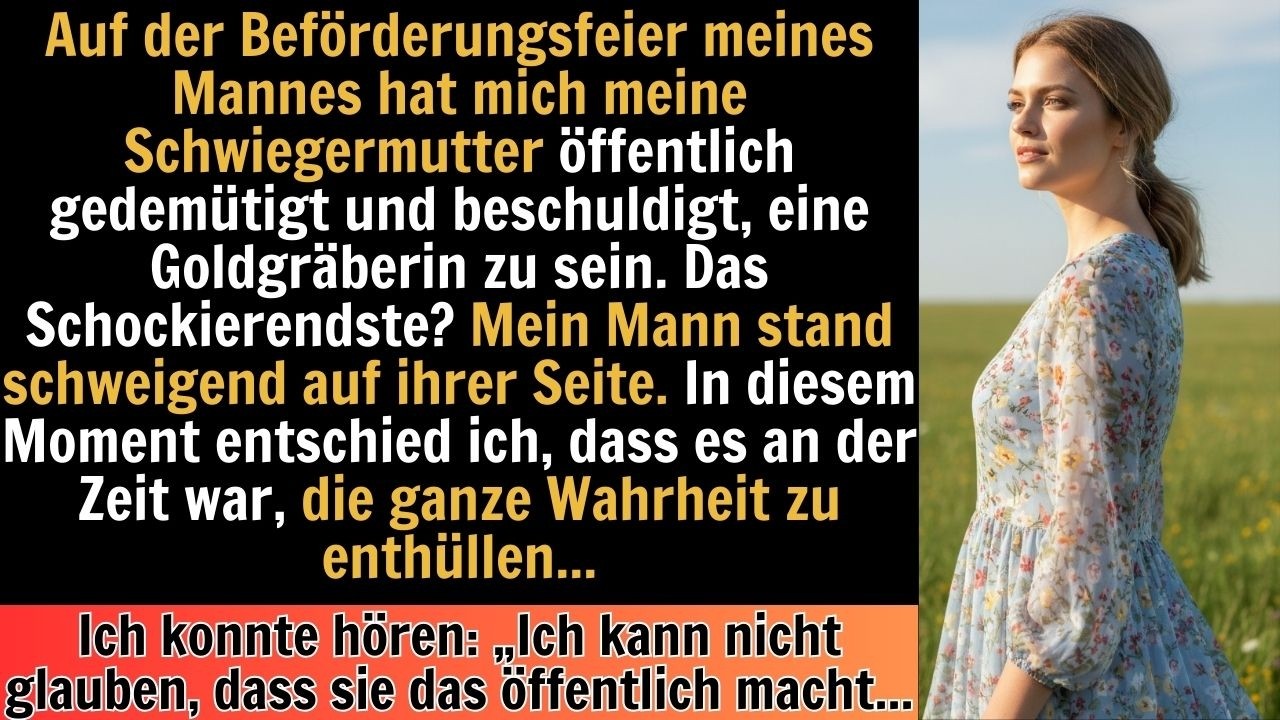 Meine Schwiegermutter sagte laut auf der Beförderungsfeier meines Mannes, dass ich ihn nur geheir…