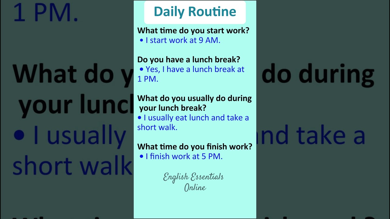 Daily Routine Questions & Answers | English Speaking Practice | Learn English