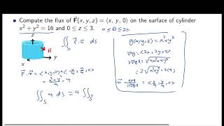 Math 127 Section 16.5 Multivariable Calculus Cylinder Surface Integral Post Lecture