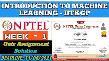 NPTEL Introduction to Machine Learning - IITKGP Week 1 Assignment Solutions | Swayam 2021