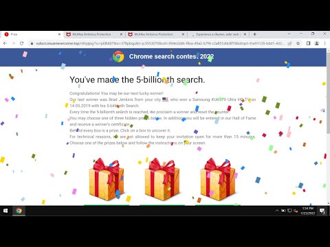 Issuenevercome.top fake Chrome Search Contest 2022 alert.