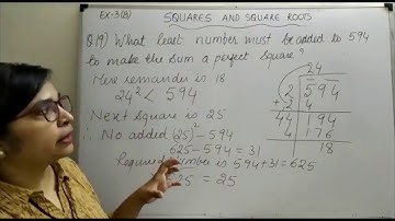 Class 8 Squares and Square roots - What least number should be added to 594 to make the sum a