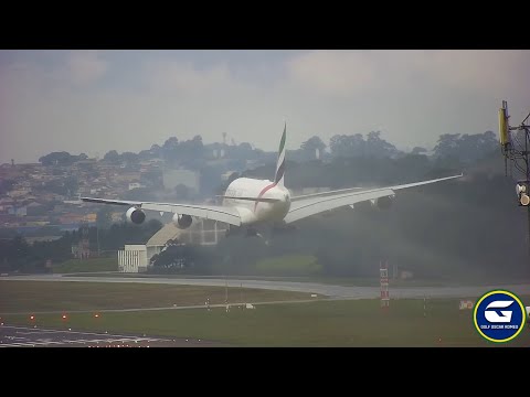 Pouso do Airbus A380 da Emirates no Aeroporto Internacional de São Paulo/Guarulhos (SBGR)